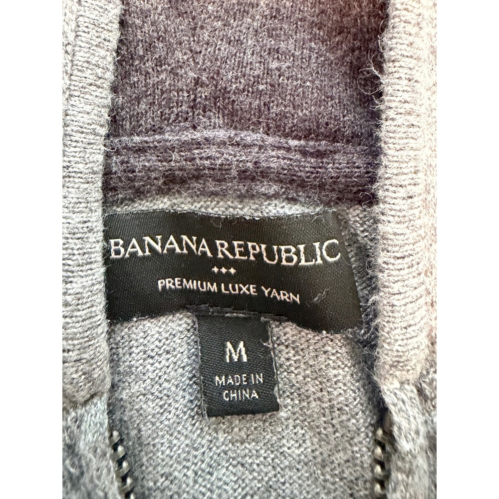 Banana Republic Mens Premium Luxe Yarn Silk Cashmere Blend Zip Hoodie Gray M - Picture 4 of 8